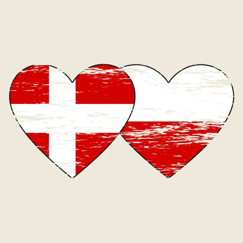 Dänemark Polen Flagge Herz used