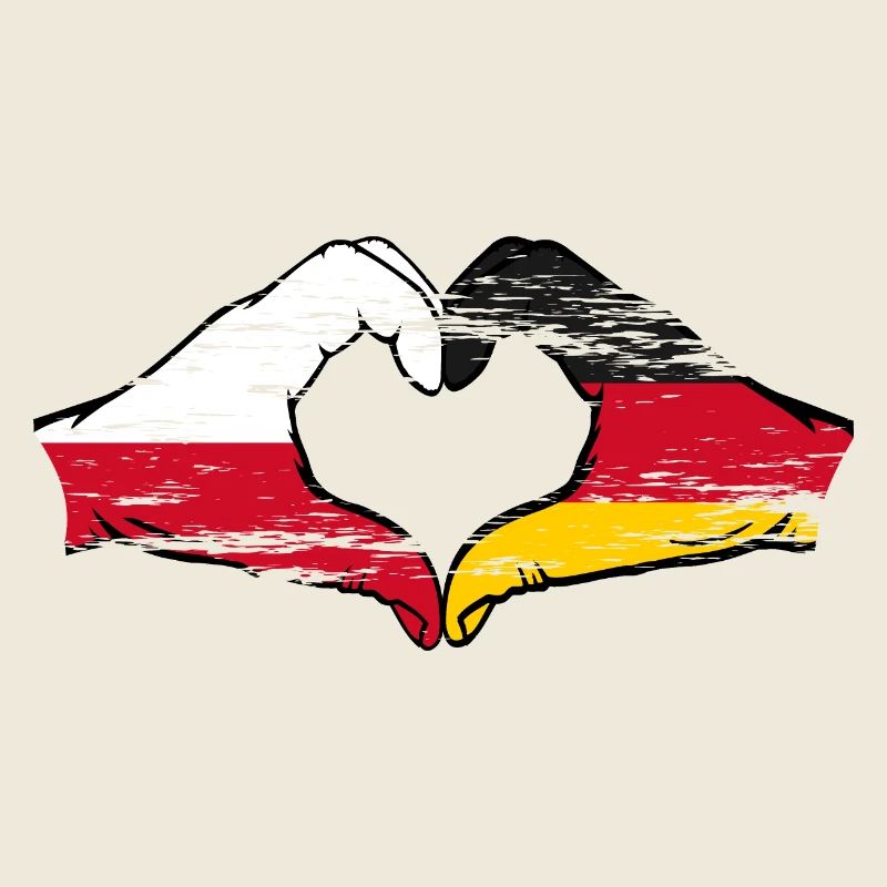 Polen Deutschalnd Flagge Herzform used