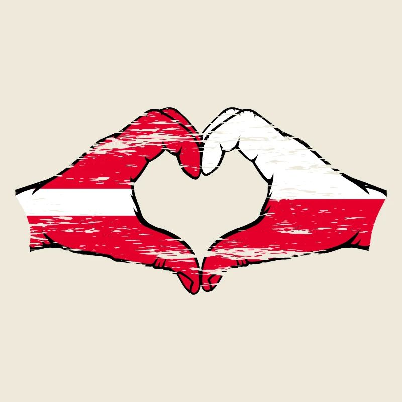 Lettonie Pologne drapeau mains forme de coeur utilisé