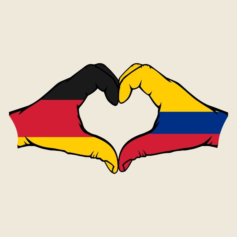 Allemagne Colombie Drapeau Mains Coeur Forme