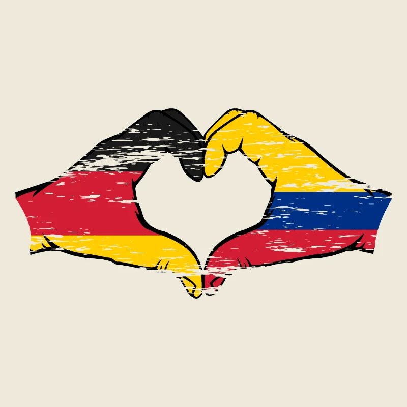 Allemagne Colombie drapeau mains forme de coeur utilisé