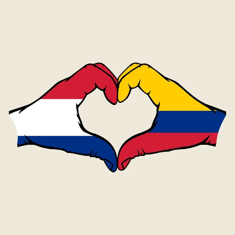 Holland Colombia Flag Hands Heart Shape