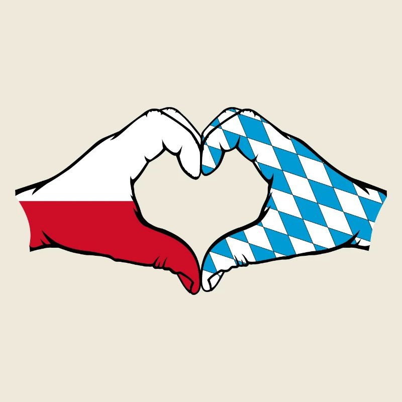 Poland Bavaria Flag Hands Heart Shape