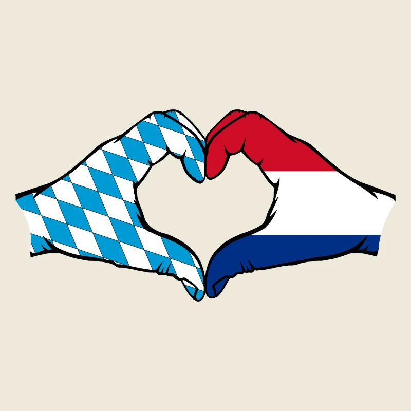 Bavaria Holland Flag Hands Heart Shape