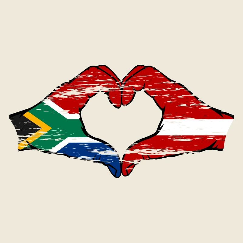 Afrique du Sud Lettonie Drapeau Mains Coeur Forme Utilisé