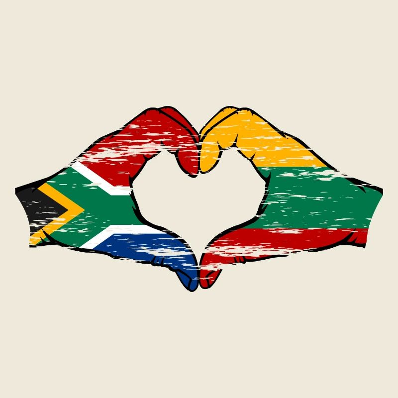 Afrique du Sud Lituanie Drapeau Mains Coeur Forme Utilisé