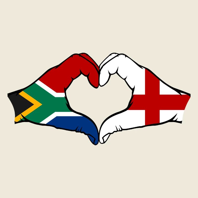 Afrique du Sud Angleterre Drapeau Mains Coeur Forme