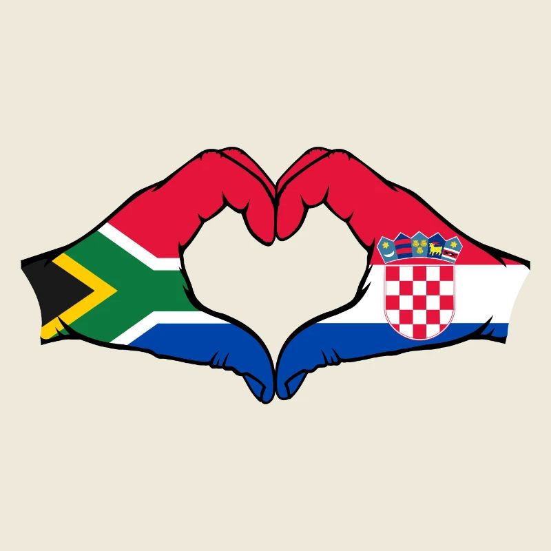 Afrique du Sud Croatie Drapeau Mains Coeur Forme