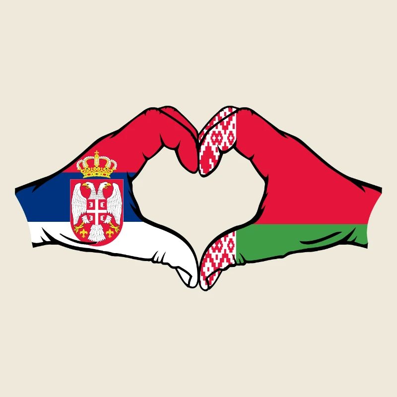 Serbien Belarus Flagge Hände Herzform