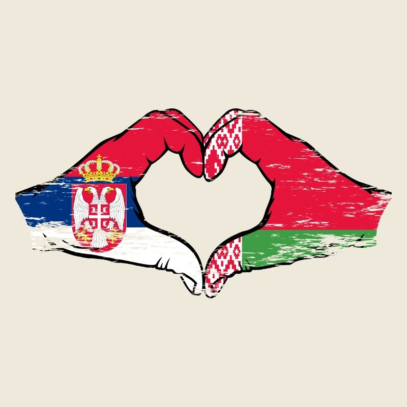 Serbie Biélorussie drapeau mains coeur utilisé