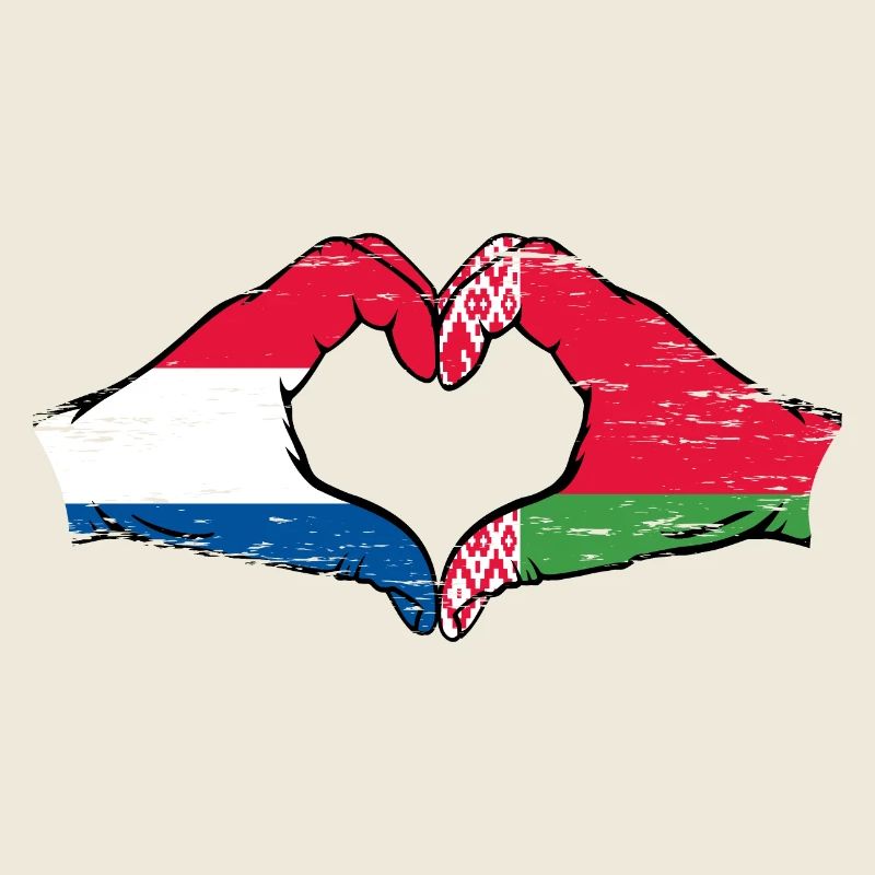 Holland Belarus Flag Hands Heart Shape Used