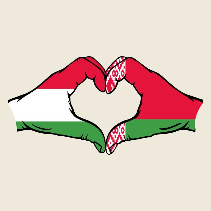 Hongrie Biélorussie Drapeau Mains Coeur Forme