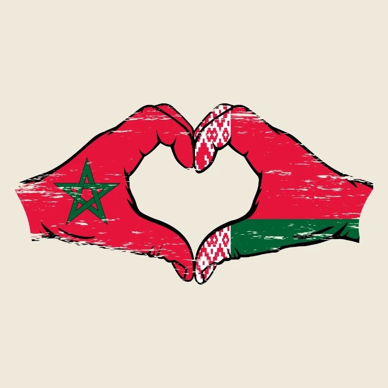 Maroc Biélorussie drapeau mains coeur utilisé
