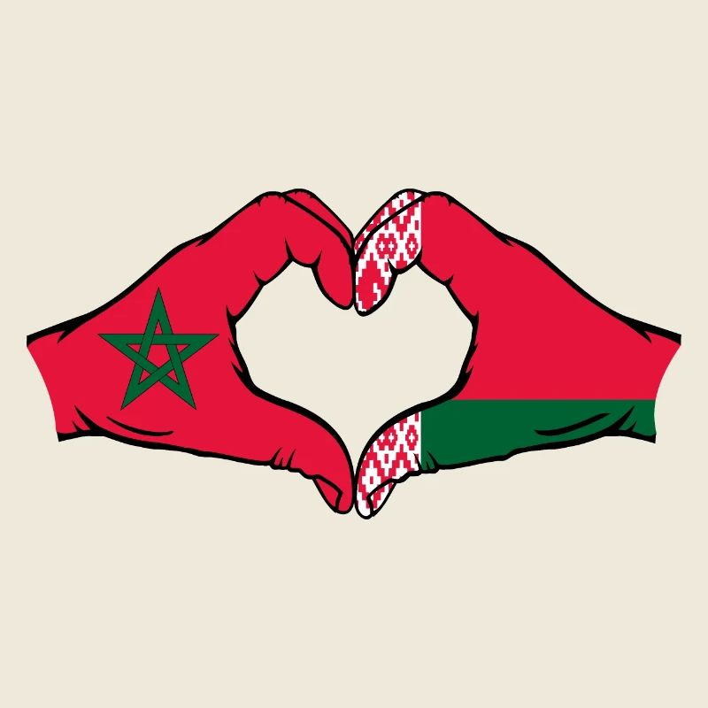 Morocco Belarus Flag Hands Heart Shape