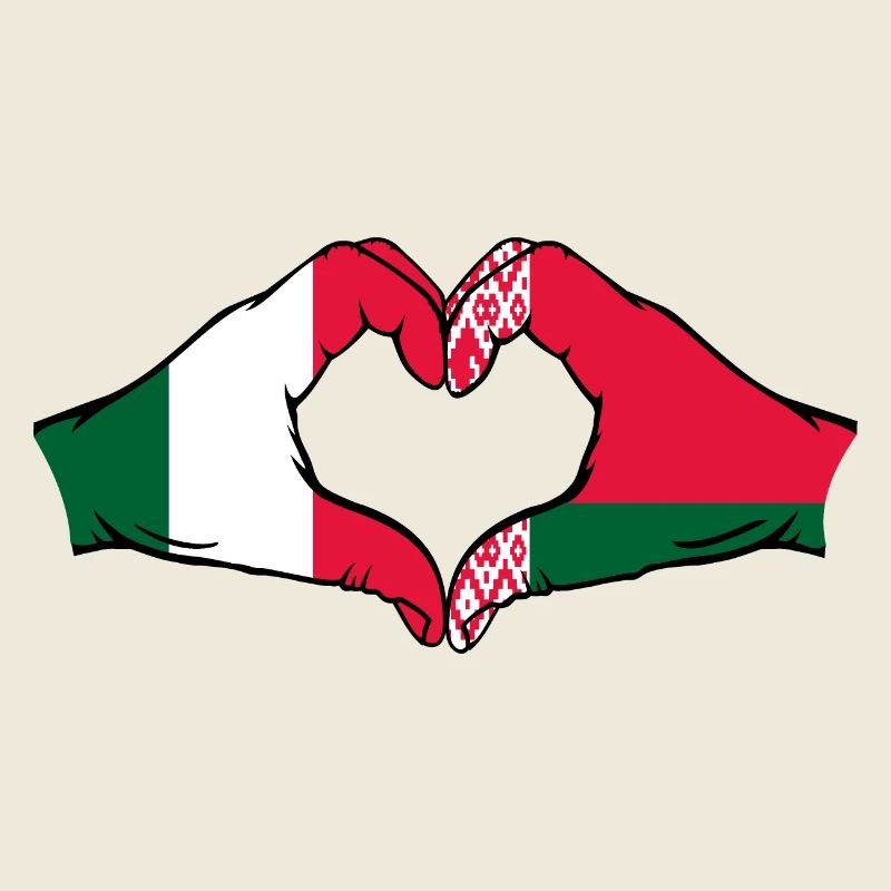 Italy Belarus Flag Hands Heart Shape