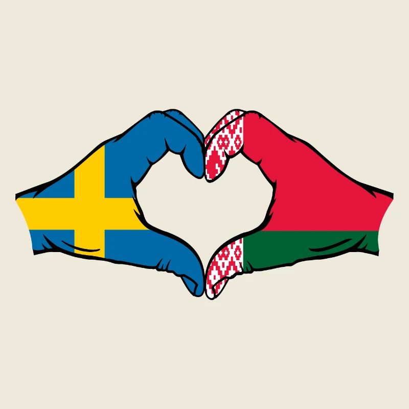 Sweden Belarus Flag Hands Heart Shape