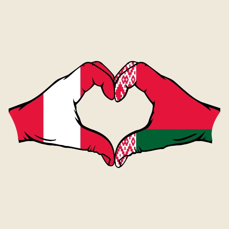 Peru Belarus Flag Hands Heart Shape