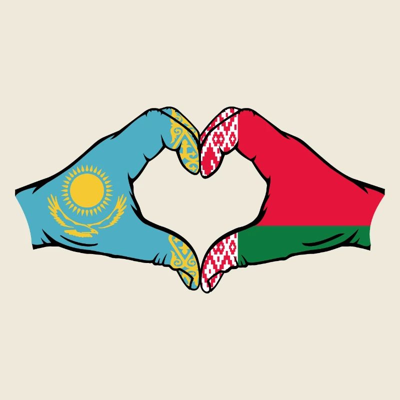 Kasachstan Belarus Flagge Hände Herzform