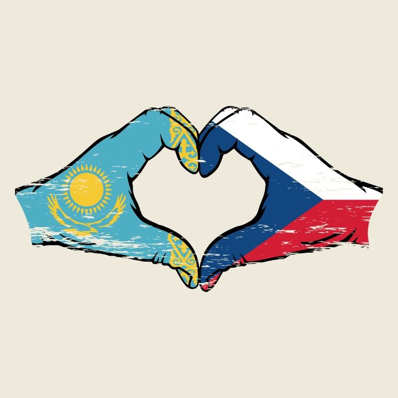 Kasachstan Tschechien Flagge Hände Herzform used
