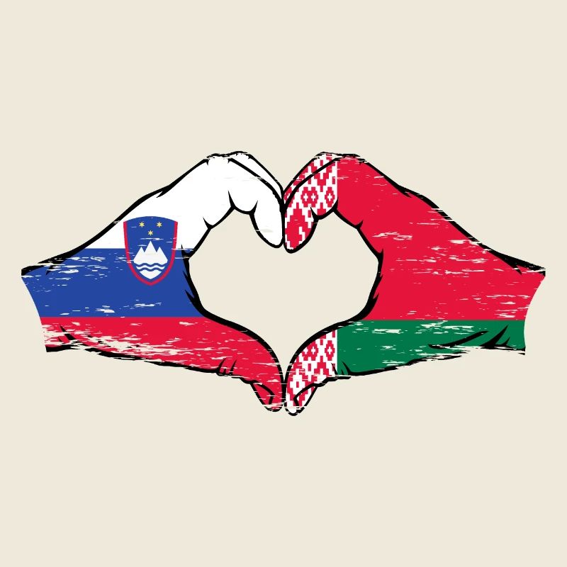 Slovénie Biélorussie drapeau mains forme de coeur utilisé