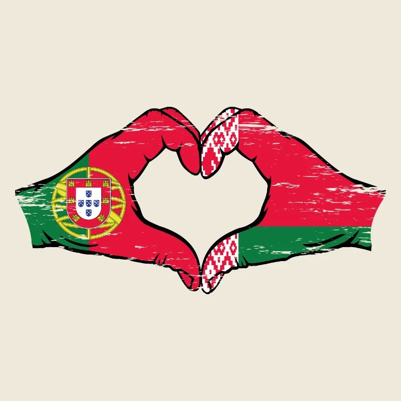 Portugal Biélorussie drapeau mains forme coeur utilisé