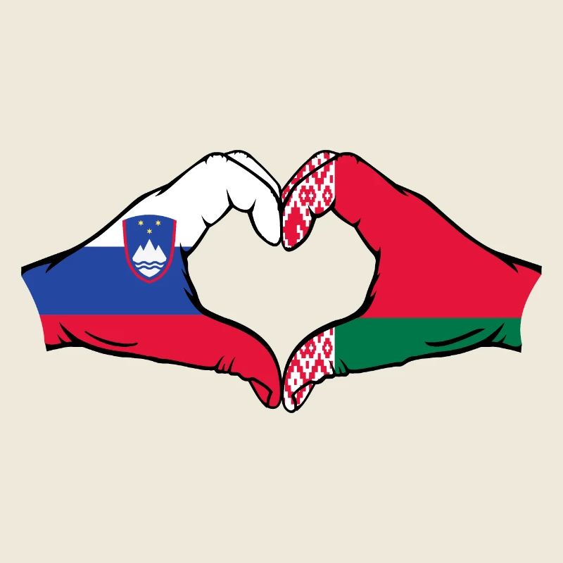 Slovénie Biélorussie drapeau mains coeur