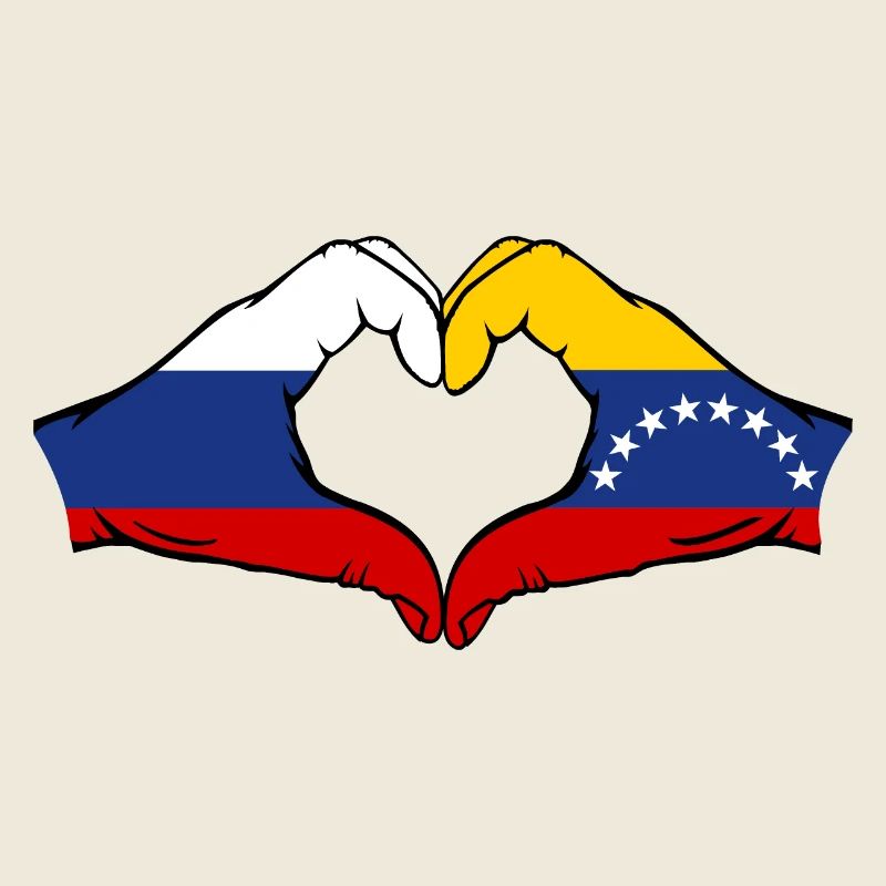 Russland Venezuela Flagge Hände Herzform