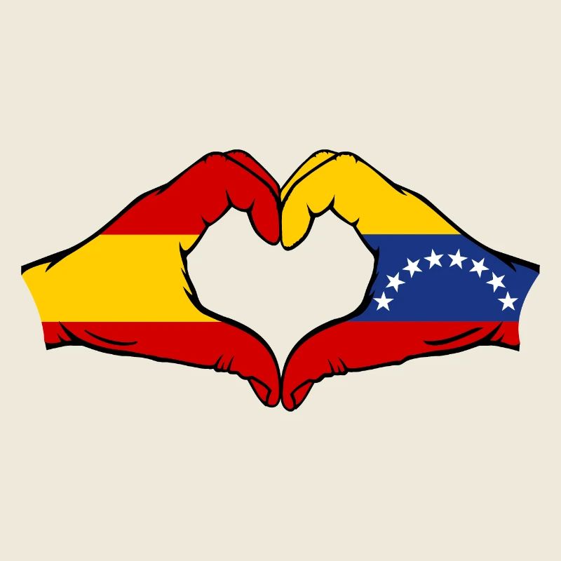 Spanien Venezuela Flagge Hände Herzform