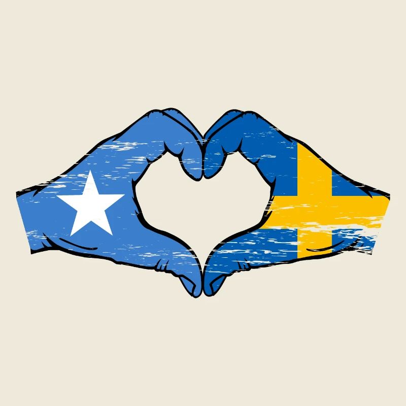 Somalie Suède drapeau mains forme de coeur utilisé
