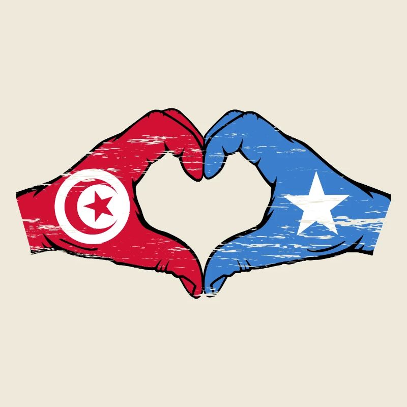Tunisie Somalie drapeau mains forme de coeur utilisé