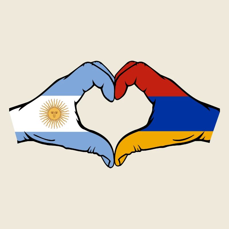 Argentine Arménie Drapeau Mains Coeur Forme