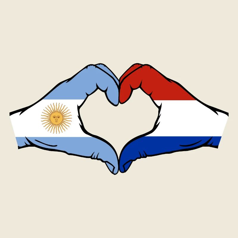 Argentine Hollande Drapeau Mains Coeur Forme