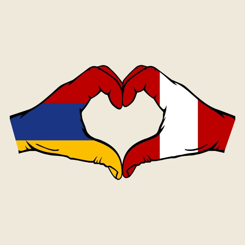 Armenia Peru Flag Hands Heart Shape