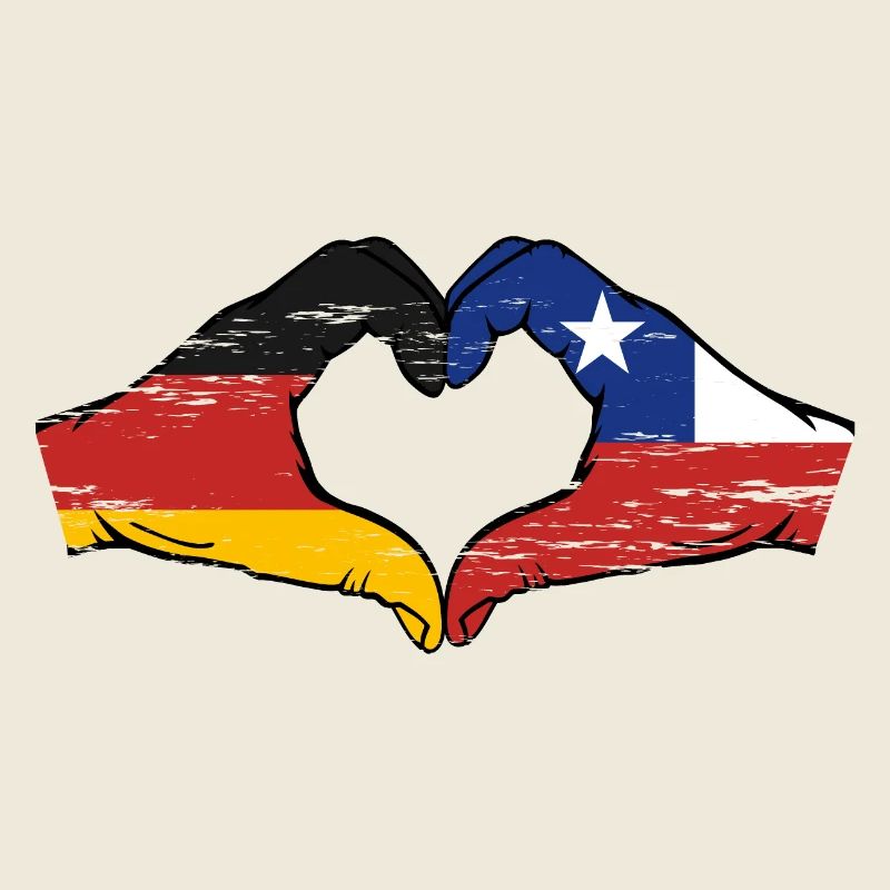 Germany Chile Flag Hands Heart Shape Used