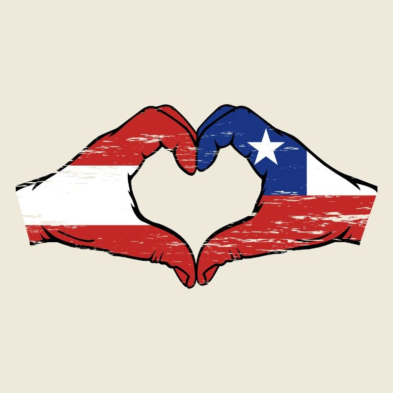 Austria Chile flag hands heart shape used