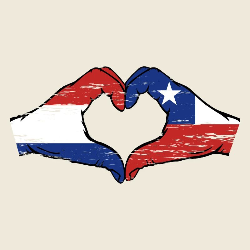 Hollande Chili drapeau mains forme de coeur utilisé