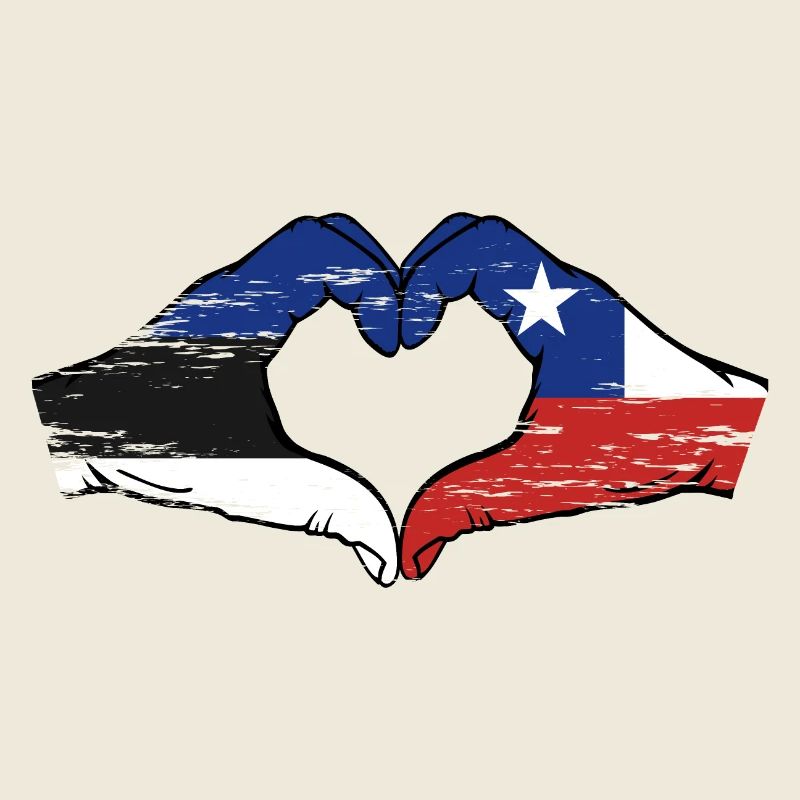 Estonia Chile flag hands heart shape used
