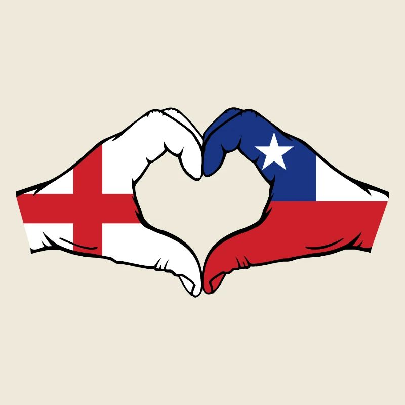 England Chile Flag Hands Heart Shape
