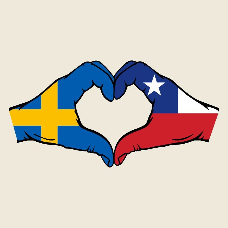 Suède Chili Drapeau Mains Coeur Forme