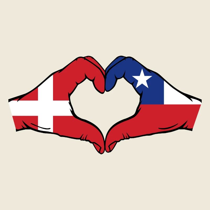 Denmark Chile Flag Hands Heart Shape