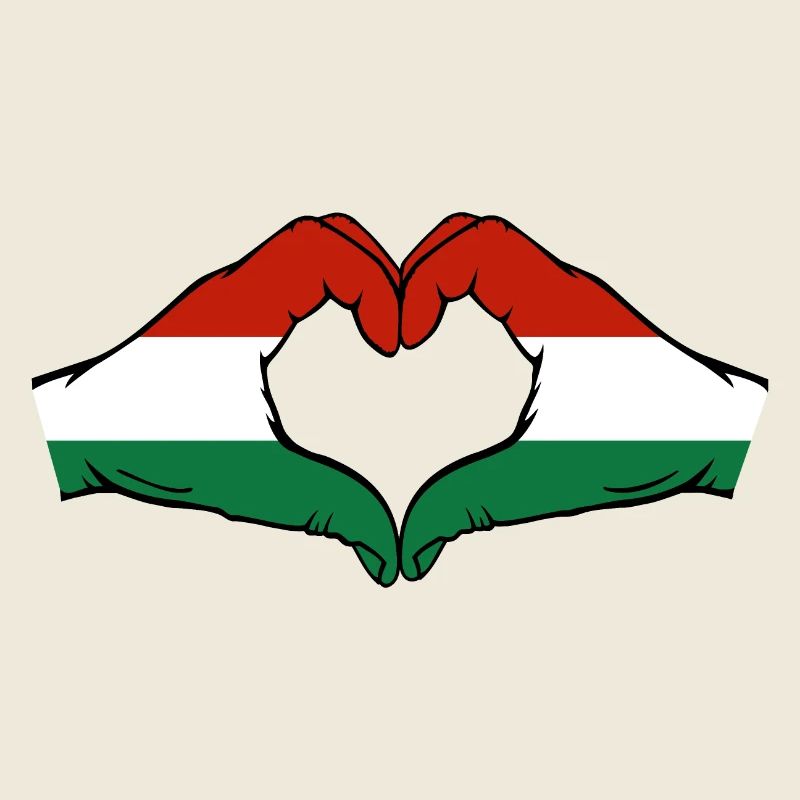 Drapeau de la Hongrie Mains Forme Coeur