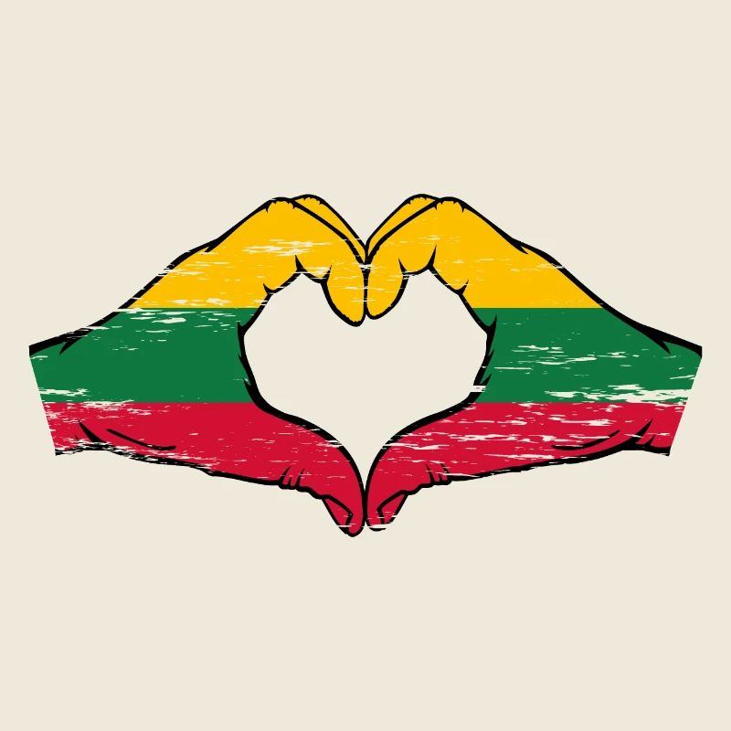Drapeau de la Lituanie mains forme de coeur utilisé