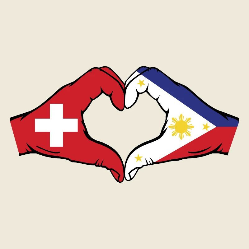 Suisse Philippines Drapeau Mains Coeur Forme