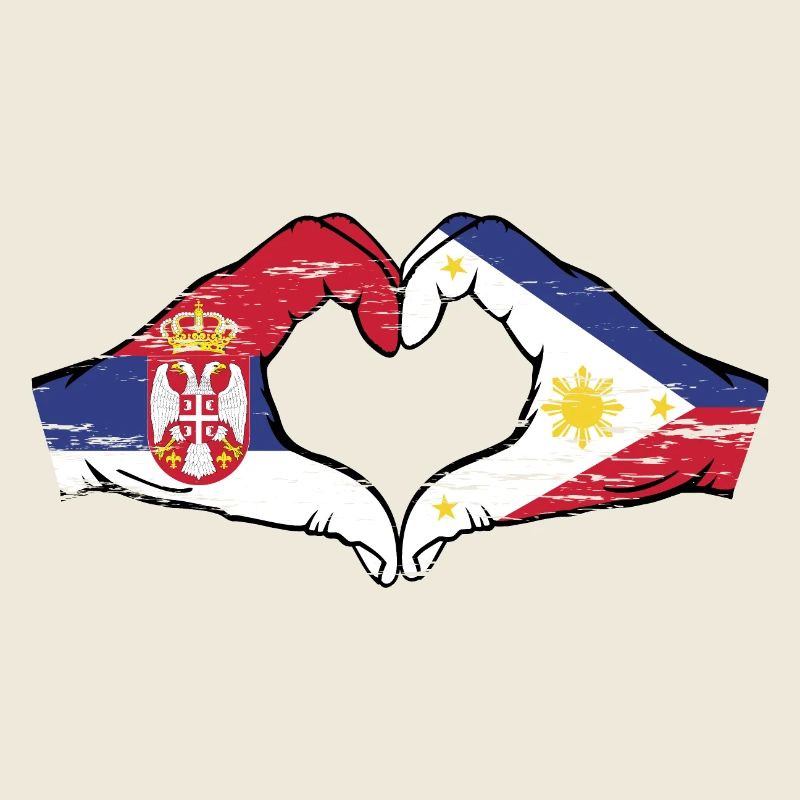 Serbie Philippines drapeau mains forme de coeur utilisé