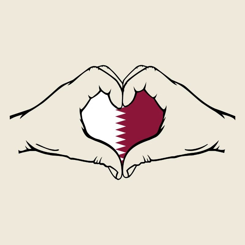 Drapeau du Qatar Mains Forme Coeur