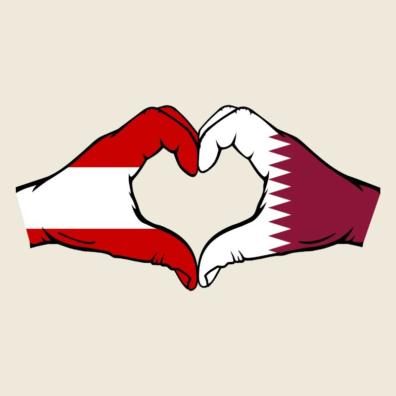 Autriche Qatar drapeau mains forme coeur