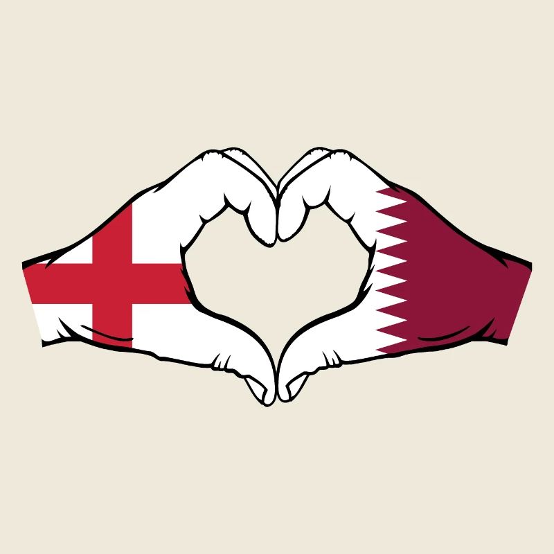 Angleterre Qatar drapeau mains forme coeur