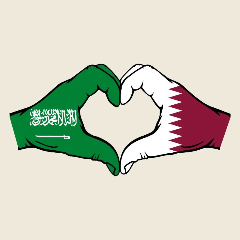 Saudi Arabien Katar Flagge Hände Herzform