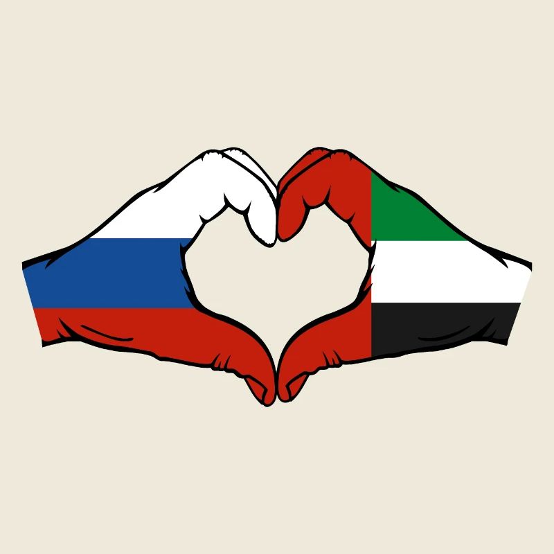 Russie Émirats arabes unis Drapeau Coeur