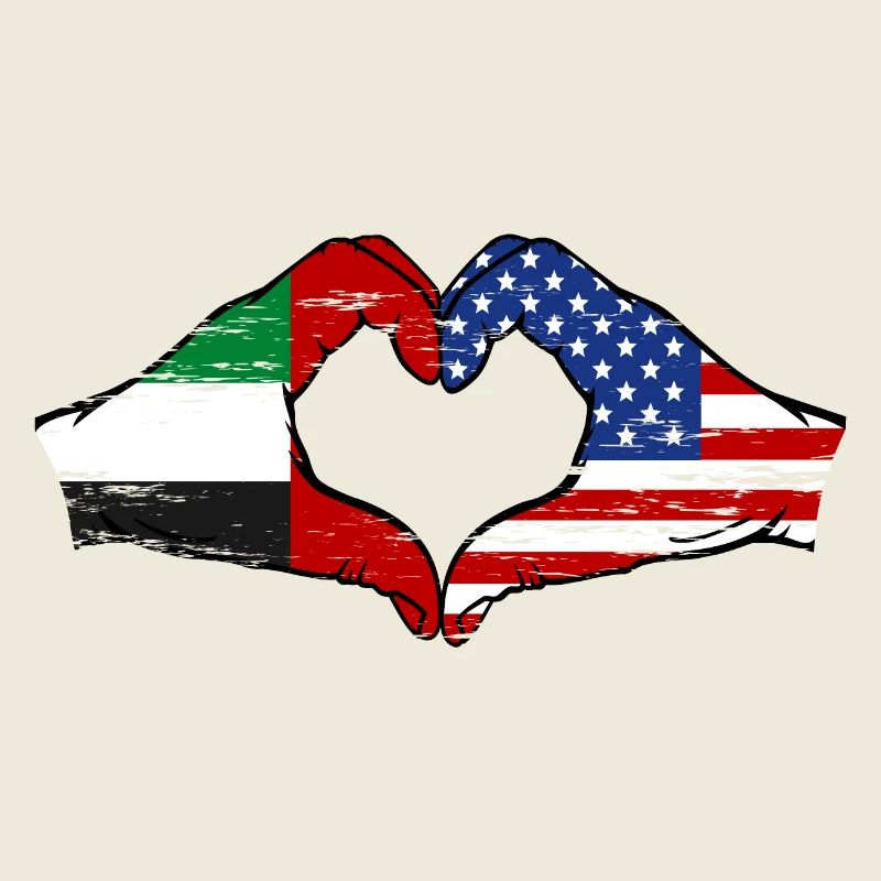 Émirats arabes unis États-Unis Drapeau Coeur